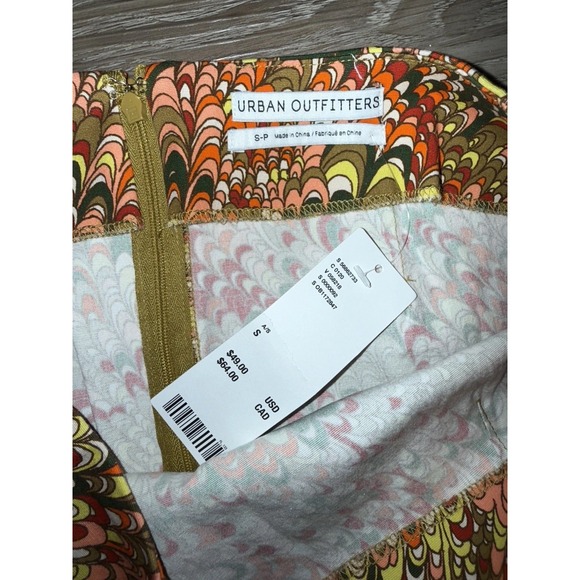 UO NWT Boho Marbled Orange Red Green Design Mini Skirt Women's Size Small NEW - Picture 6 of 6